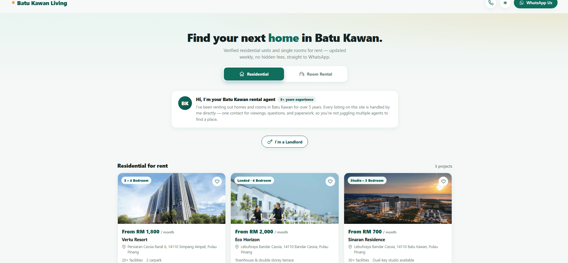 Batu Kawan Living website